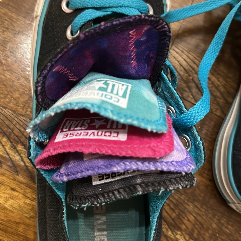 Converse Black and Blue Canvas Sneakers with Rubber Toe Cap - Picture 3 of 5